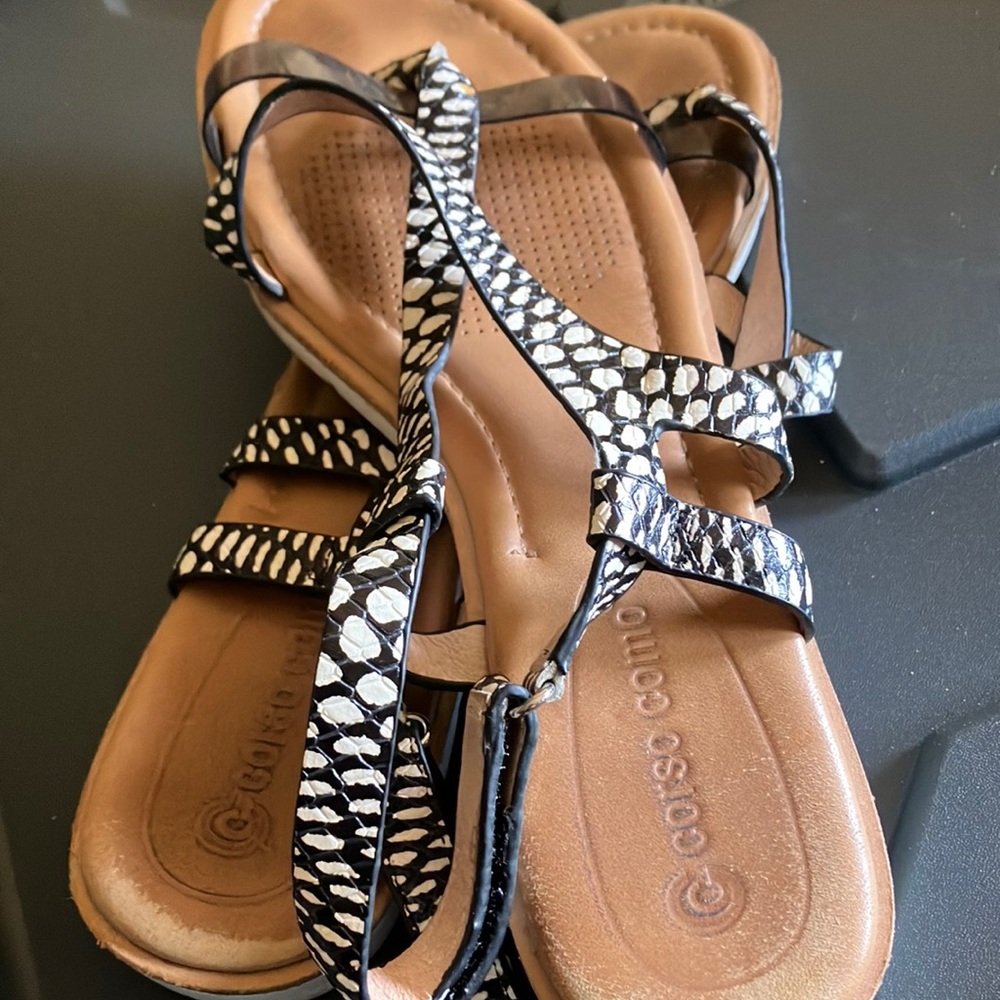 Corso Como Black and White Zebra Sandals